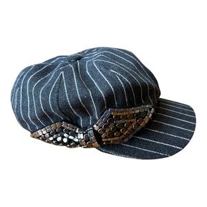 Something Special Newsboy Hat Gray /White Stripe OSFM
